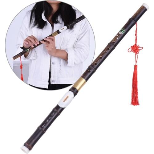 Detchable Natural Black Bamboo Bawu Ba Wu Transverse Flute Pipe Musical Instrument in G Key for Beginner Music Lovers as Gift