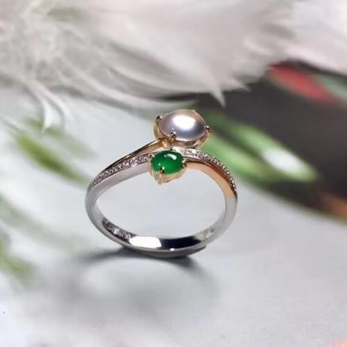 Designer original diamond-encrusted ice seed through chalcedony egg round opening adjustable ring elegant retro silver jeweler