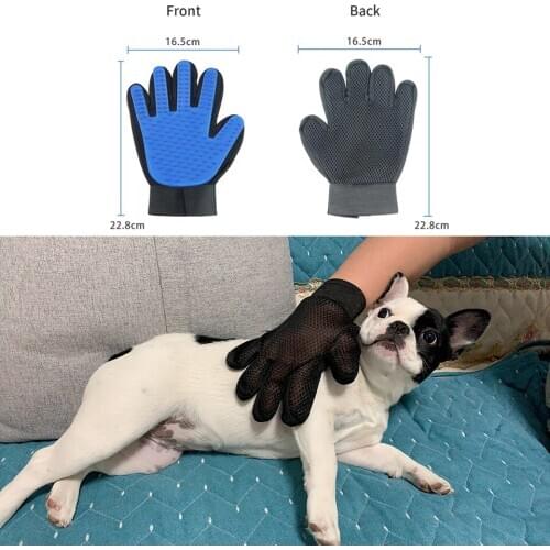 Pet Hair Remover Glove Gentle Grooming Brush Efficient Deshedding Massage Mitt Enhanced Finger Design Dogs Cats Long Short Fur