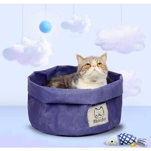 Pet Cat House Handmade Washable Kraft Paper Sleeping Bed Flexible Soft Sofa Foldable Durable Cushion Cat Nest Pet Supplies