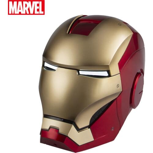 Avengers Marvel 1:1 Iron Man MK7 Helmet Bluetooth Base LED Light Voice Touch Remote Control Mask for Cosplay Model Figure Gift