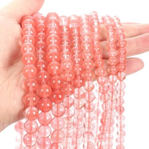Smooth Pink Watermelon Quartz Natural Stone Bead Round Loose Spacer Bead For Jewelry Making DIY Bracelet Ear Studs 4/6/8/10/12MM