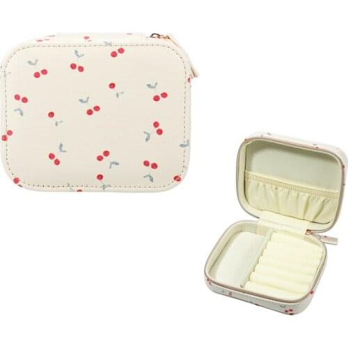 GY Jewelry Box Stud Earrings Storage Box Small Portable Girl Heart Small Cherry Small Delicate Indie Storage Box