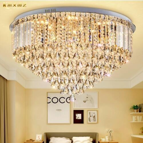 Crystal lamp living room lamp LED ceiling lamp bedroom lamp restaurant lamp simple multi-crystal lamp round atmosphere
