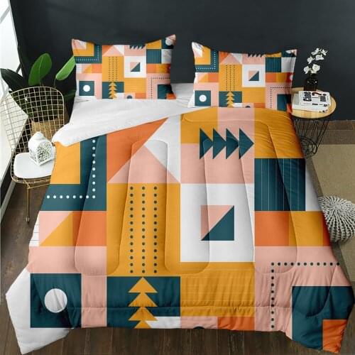 Custom 3D Print Colorful Geometric Patterns Quilt Super Comforter Soft Quilting Suitable For Kids Girls Home Bedroom Decor