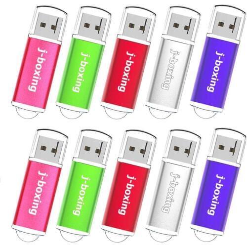 J-boxing 10PCS 64MB USB Flash Drive Rectangle Thumb Pen Drive USB 2.0 Pen Stick Pendrives with Cap for PC Laptop Tablet 8 Colors