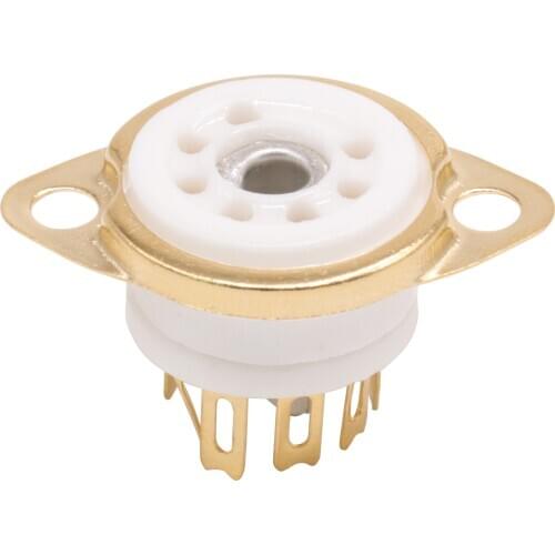 GD-PARTS 2PCS Tin Plated Gold Plated Chassis Mount 7pin Ceramic Vacuum tube socket for EAA91 EC92 6Z4 Vintage Amplifier DIY