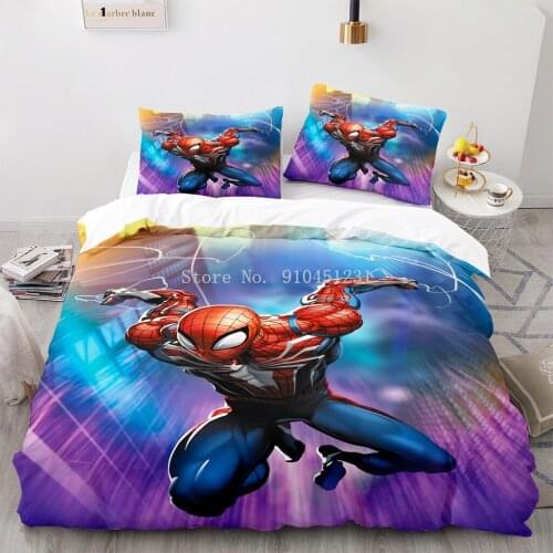Disney Bedding Set Sheet Pillow Case Marvel The Avengers Heroes Spider Man Cartoon Bed Cover Single Double Twin For Children Kid