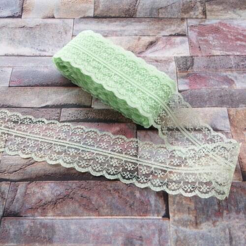 Beautiful Fruit Green 10 Yards 45mm Width Net Embroidery Lace Bilateral DIY Jewelry, Clothing, Wedding, Sewing accessories