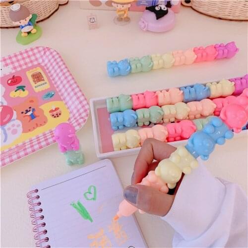 Creative Mini Bear Highlighter Kawaii 5 colors Drawing Painting Art Marker Pen School supplies Stationery gift