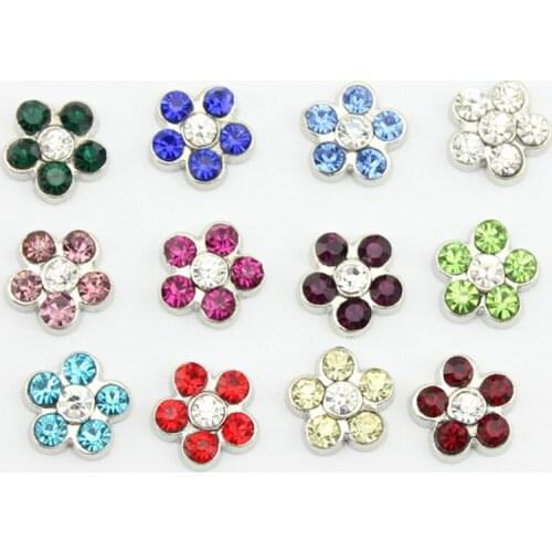 Hot selling! 120pcs birthstone alloy crystal rhinestone flower floating charms fit glass living memory locket