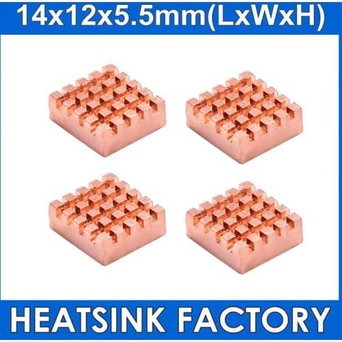 14x12x5.5mm Copper Radiator Heatsink Mini Radiator Cooler With Thermal Tape For PC Raspberry Pi Processor RAM Memory