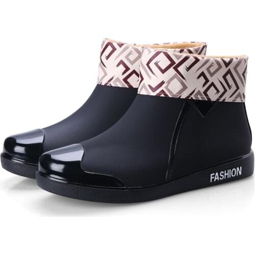 Fashion Boots Womens Short Water Shoes Low Rain Boots Adult Shoes Waterproof Kitchen Work Non-Slip Boots Four Seasons 36-40