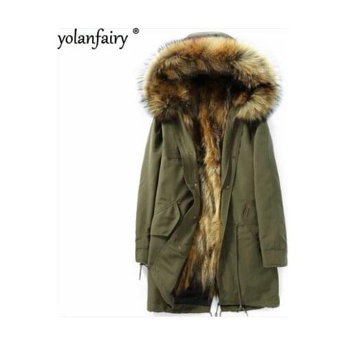 Real Fur Coat Men Jacket Real Raccoon Fur Parka Winter Jacket Men Streetwear Warm Jackets Plus Size Veste Homme Hiver MY2024