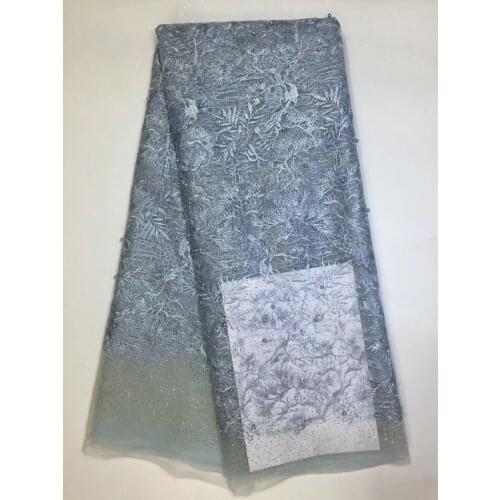 Latest Nigerian Lace Fabrics 2018 Polyester Women Mesh Net Embroidered African French Lace Fabric High Quality With Beads D17491