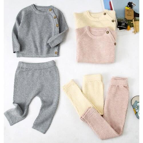 2021 Fashion New Baby Girl Clothes For Children Clothing Sets 2 Picecs Boy Set Solid Clothes For Newborn Tracksuit For 0-3 Age