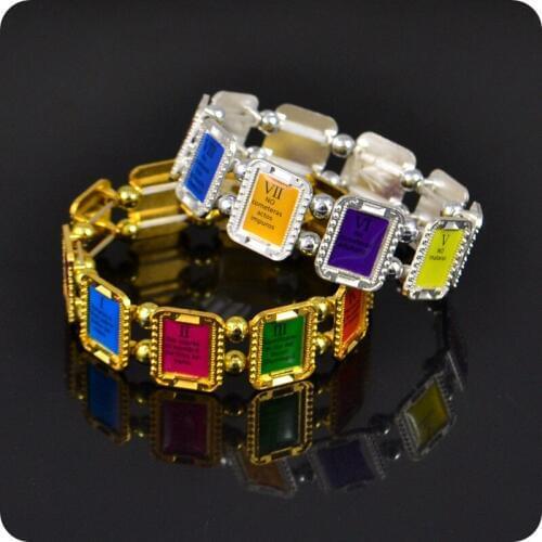 NEW Diez mandamientos Ten Commandments in Spanish Alloy Elastic Bracelet Catholic Christian Orthodox Fashion Religious Jewelry