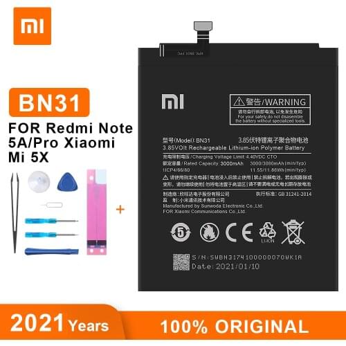 Xiao Mi Original Battery BN31 3080 mAh for Xiaomi Mi 5X Mi5X Redmi Note 5A / Pro Mi A1 Redmi Y1 Lite S2 High Quality battery