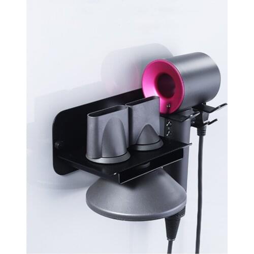 Hairdryer Shelf Black Wall Mount Hairdryer Holder Storage Rack Bathroom Shelf for Dyson Supersonic Hair Dryer Drier Organize