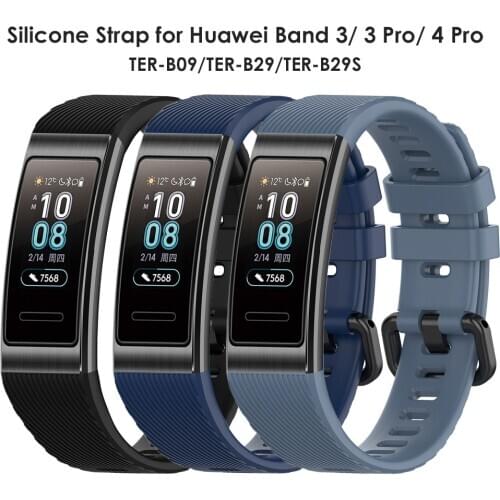 Silicone Watch Strap for Huawei Band 3 Pro Baracelt for Huawei Band 4 Pro Bands Wristband with Metal Black Clasp Straps Soft