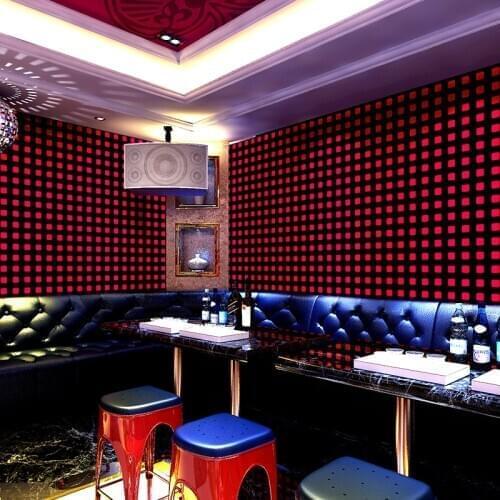 Modern KTV Hotel Dancing Room 3D Small Square Grid Wall Papers Decoration PVC Wallpaper Roll for Walls Contact Paper