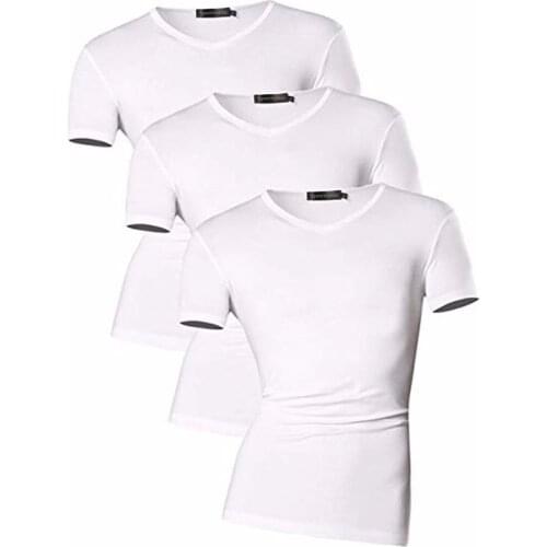 Sportides 3 Pieces/Pack Men Summer Casual Basic Top T-Shirt Slim Fit Short Sleeves Designer USA Size AMA003 PackB