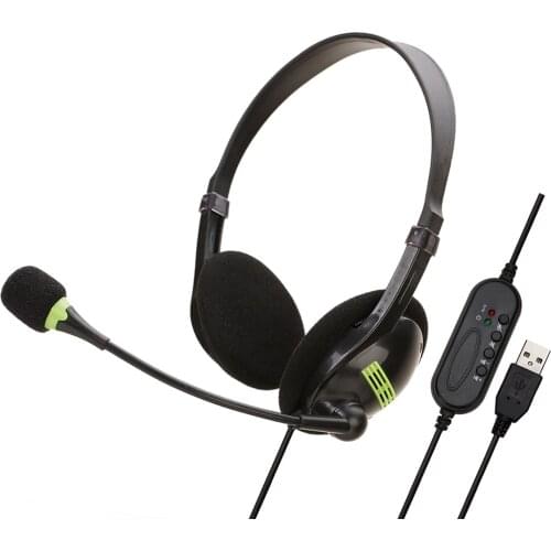 USB Headset With Microphone On Ear Headphone With Mic Switch Volume Control For Desktop PC Laptop Gaming Setup Earphones