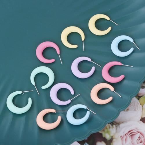 Korean Style Acrylic Earrings For Women Candy Color Resin Hoop Earrings Star Moon Ear Rings Female Jewelry Brincos