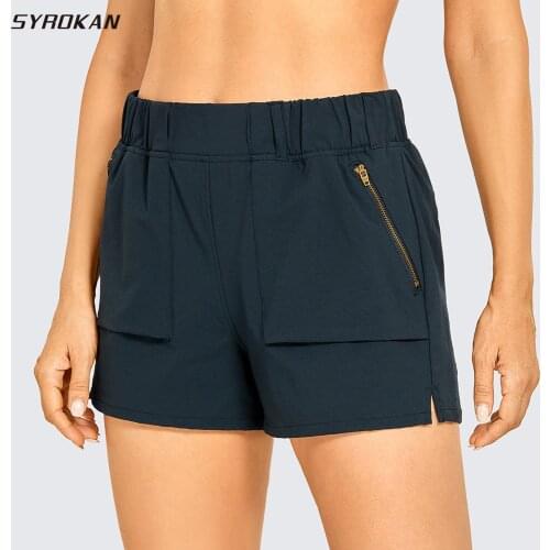 SYROKAN Womens Water Resistant Stretch Hiking Shorts with Pockets Breathable Quick Dry Shorts with Belt 6 Inches