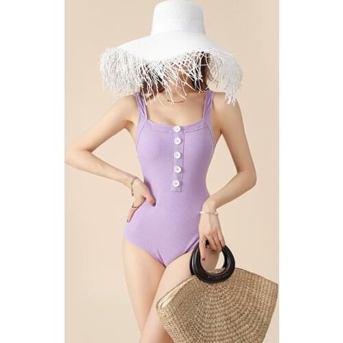 2021 New Korean Style One Piece Swimwear Women Lace Up Swimwear Black Swimsuit High Quality Bathing Suit Sexy Monokini Beachwear