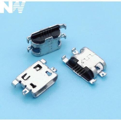 100Pcs Micro Usb 5Pin Connector Heavy Plate 1.6Mm No Side Flat Mouth Without Curling Side Female For Mobile Phone Usb Tail Plug