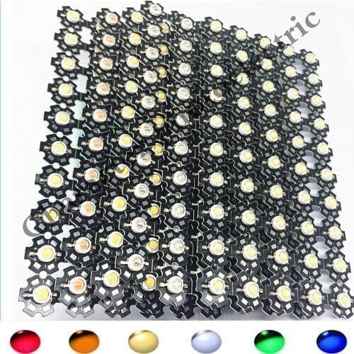 100pcs 3W watts High Power SMD LED Chip Light Beads White Red Blue Green IR UV With PCB