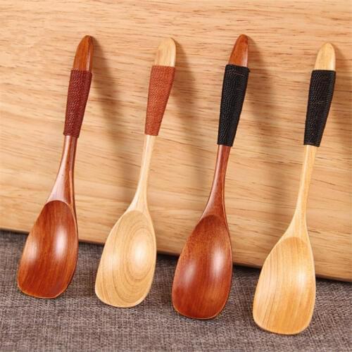 13.5*2.5 cm Japanese Style Wood Dessert Spoon Kids Soap Spoon Tablespoon Pudding Honey Coffee Spoon Children Tableware 1 PC