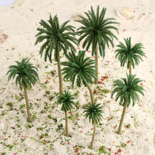 15Pcs Plastic Tropical Coconut Palm Trees Model Train Railroad Diorama Scenery HO N Building Landscape Accessories Toys for Kids