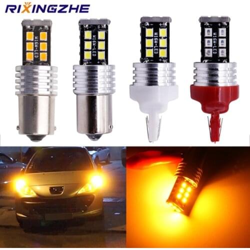 2pcs BAU15S py21w 1156 1157 BA15S BAY15D T20 7443 2835 15Smd Bulbs For Car Turn Signal Lights Brake lamp Amber No Hyper Flash