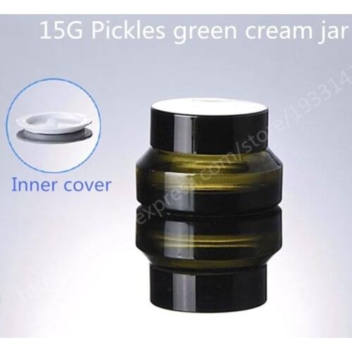 200pcs/lot 15G Eye Cream Bottle Pickles Green Oblique Glass Packaging Bottles Cream Jar packaging travel cosmetics bottle