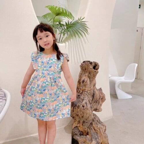 21 Pre sale 25th May ship Kids dress 100% cotton floral pattern short sleeve kids dresses