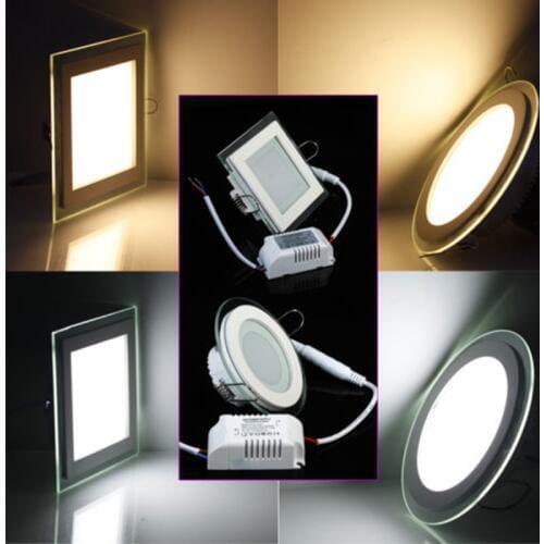 3000K/4000K/6000K 6W 9W 12W 18W Glass LED Ceiling Panel light AC110V-240V 3 Color Changeable LED Downlight Recessed light 10PCS