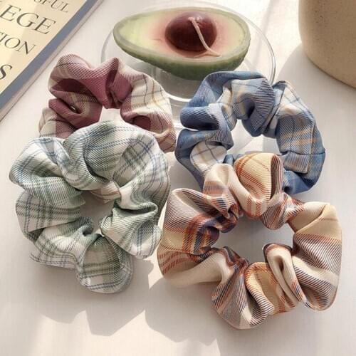 4/5/6/7pcs/set Plaid cotton cloth Scrunchies fashion Hair Ties Elastic hair band headband New women girls hair accessories