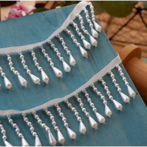 6CM Width Pendant Pearls Tassels Lace Trim Handmade Home Textile Curtains Costume Dancing Dress Decor Clothes Accessories DIY