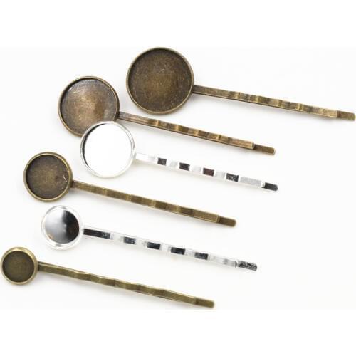 8 10 12 14 16 18 20mm 10pcs High Quality Bronze Plated Copper Material Hairpin Hair Clips Hairpin Base Setting Cabochon Cameo