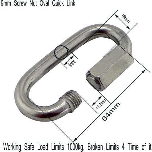 9mm Stainless Steel 304 Screw Oval Quick Link Carabiner Ring for Chain 10pcs