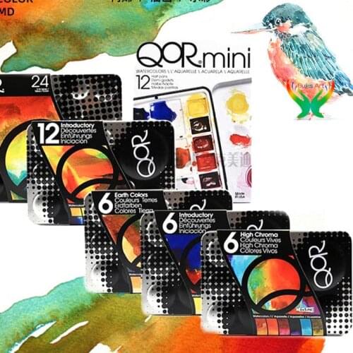 American QOR Watercolor, Made by Golden Artist paints, Intro Earth Colors Set of 6,Intro High Chroma Set of 624 Color Set of 5ml