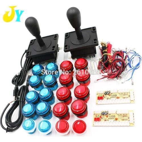 Arcade Joystick DIY Kits with USB LED Encoder 8 Way Joystick Controllers +5V LED Illuminated Push Button for Game MAME
