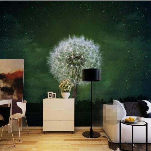 Beibehang Custom Photo Wallpaper Mural Wall Sticker European Style Retro Shading Letter Dandelion Simple Fashion Backdrop Wall