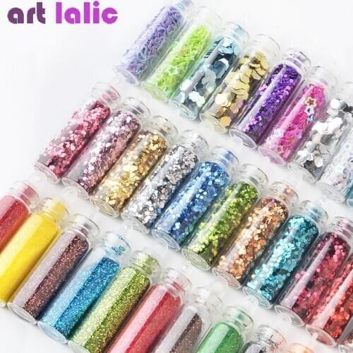 12 Colors Shine Nail Art Glitter Powder 3D Acrylic Gel Polish Flakes Sequin Caviar UV Gel Nail Decor Dust Tips Glass Bottle