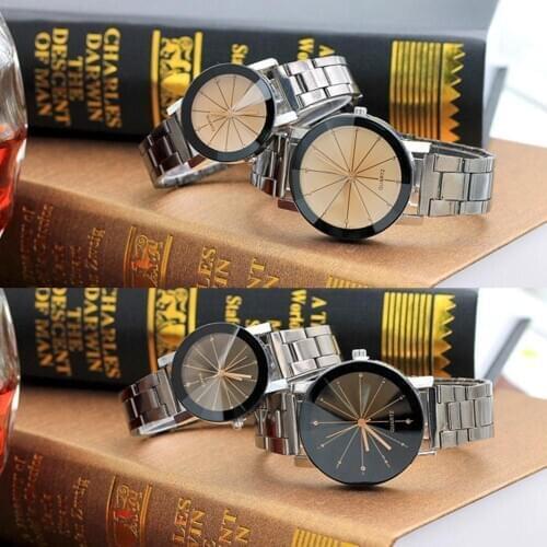 Black Dial Couple Watch Women Round Watch Ladies Gradient Quartz Feminino Color For Gift Watch Clock Watches Relogio Couple E0E4