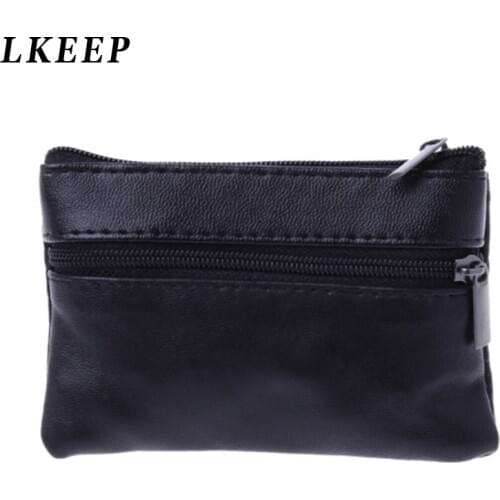 Black Leather Wallet Pouch Bag Women Coin Purses Key Holder Purse New Year Gift Fashion Mini Coin Wallets Womens