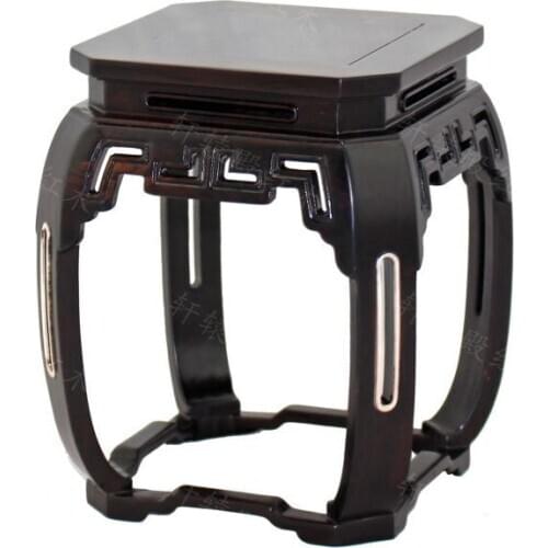 Ebony wood crafts wholesale red paper bamboo stool odd stone vase wood base bonsai small flower ornaments