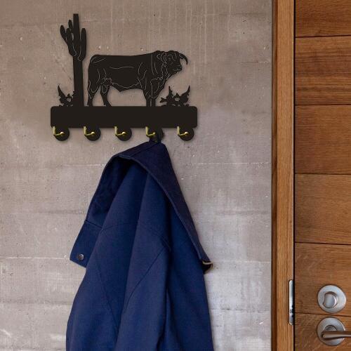 Wildlife Bull Clothes Coat Hook Door Wall Hook Hanger Housekeeper Handbag Keys Holder Aniamls Bathroom Kitchen Bull Hooks